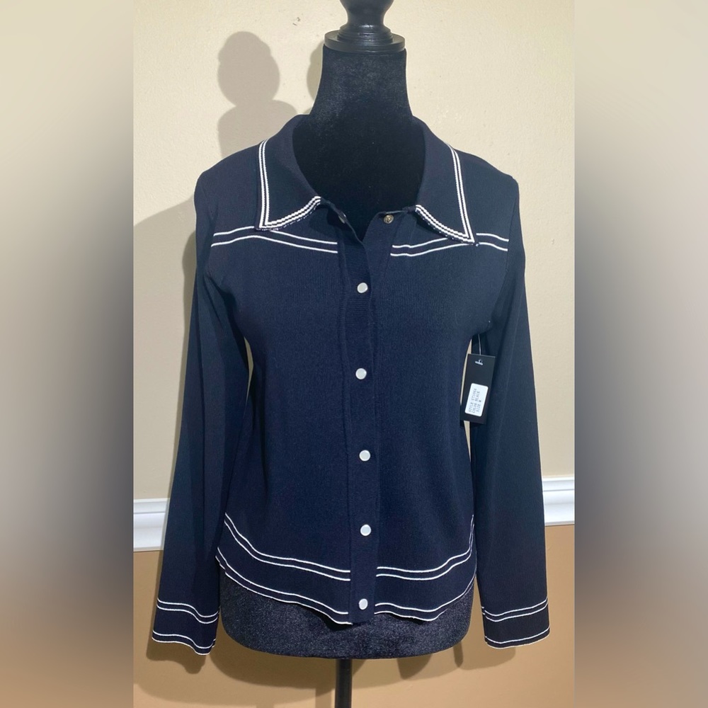 NWT black with white piping Lapis jacket.